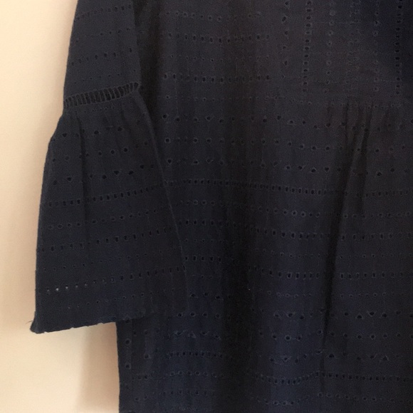 Izod Navy Balloon Flare Sleeve Blouse Size M - Picture 7 of 15